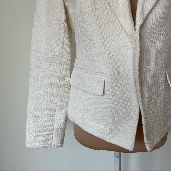 Theory Cotton Textured Brince Newdale Bonded Warm Ivory Blazer H0104108 EUC Sz 2 - Picture 8 of 12